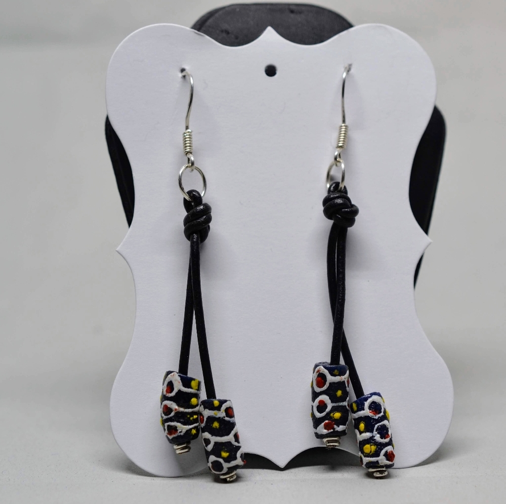leather  Tribal Dangling Beads Dangling Earrings